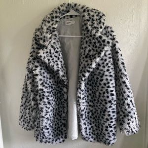 Choles Animal Print Faux Fur Jacket